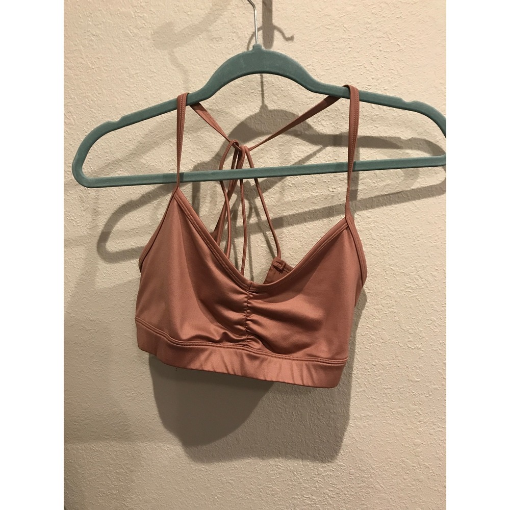 Alo Yoga Free Bra Dusty Rose Pink Strappy Back Sports Bra Large